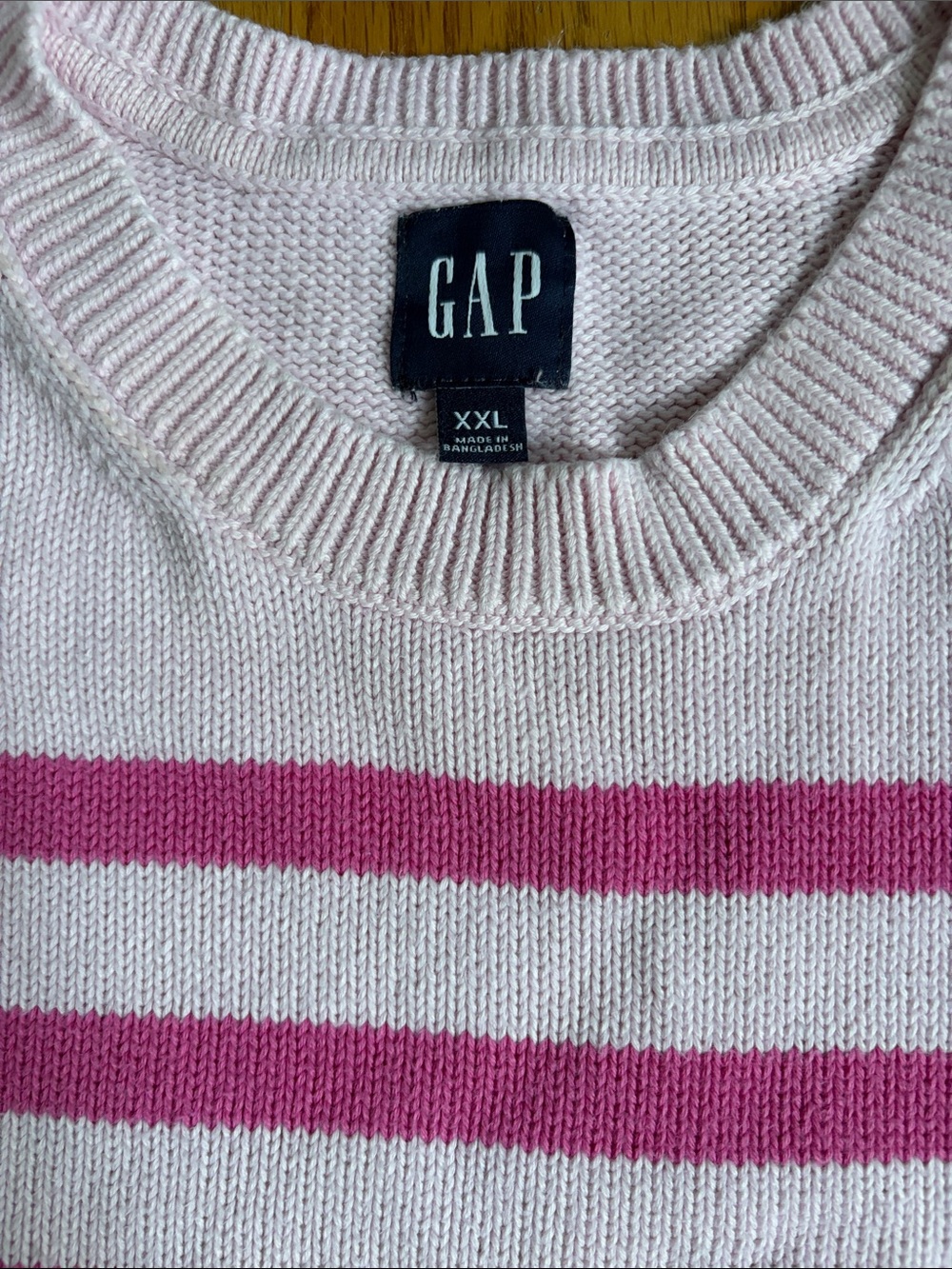 GAP Pink Striped Crewneck Sweater. XXL - Picture 4 of 9